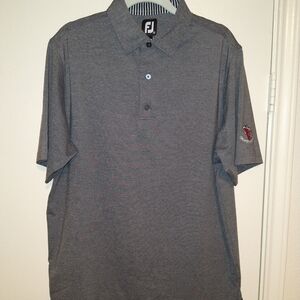 Footjoy FJ Gray Short Sleeve Polo Golf Shirt Men's sz Medium Grapevine GC Logo